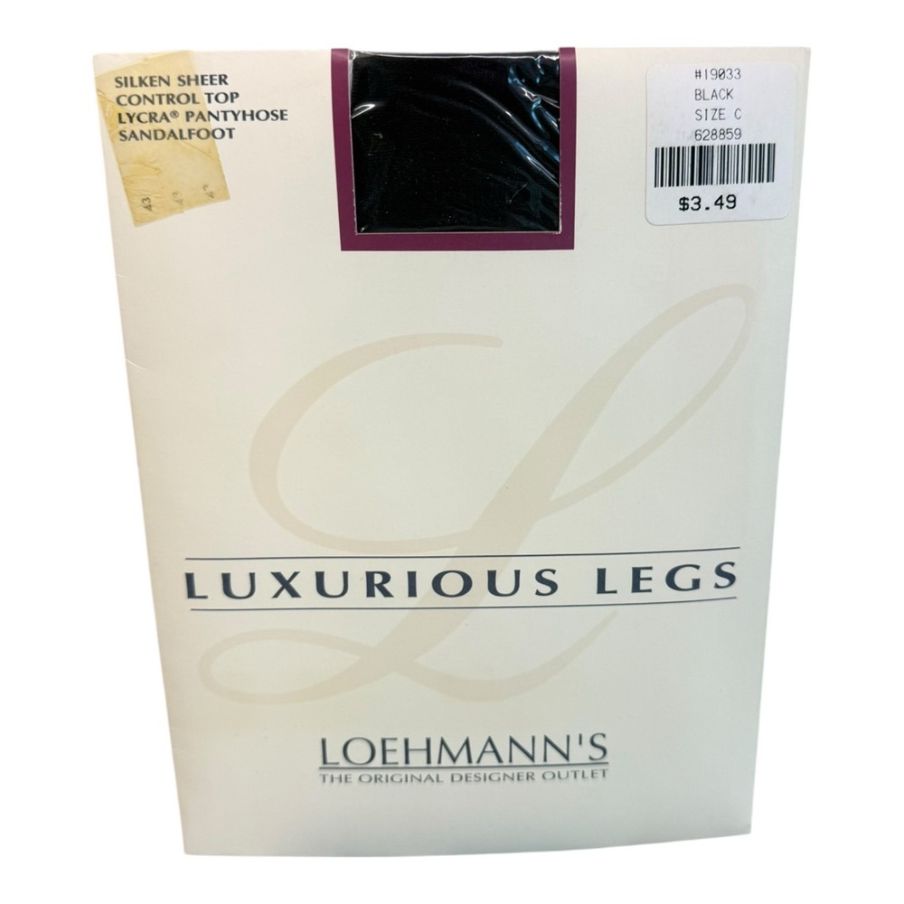 Vintage Loemann’s Luxurious Legs Lycra Pantyhose Size C Black Silken Sheer